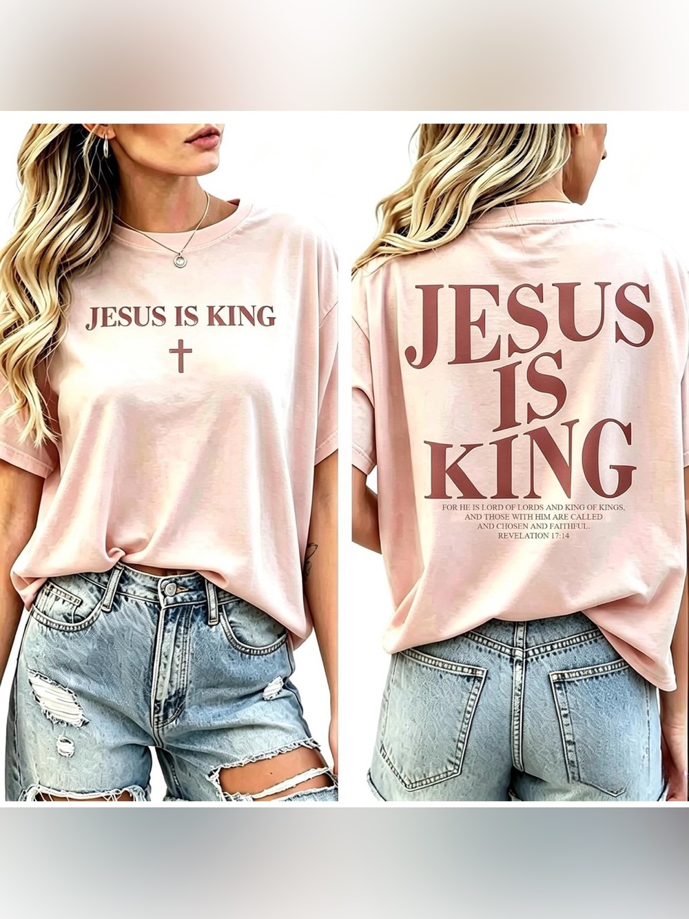 Womens Jesus is King Shirt Christian T-Shirts Oversized Jesus Tshirts Vintage Gr